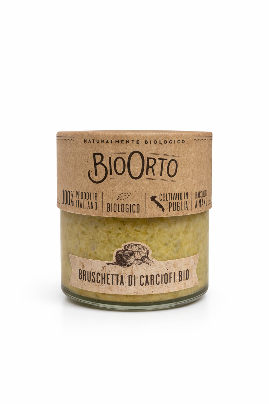 BioOrto product packaging with a white background. Italian organic spread 