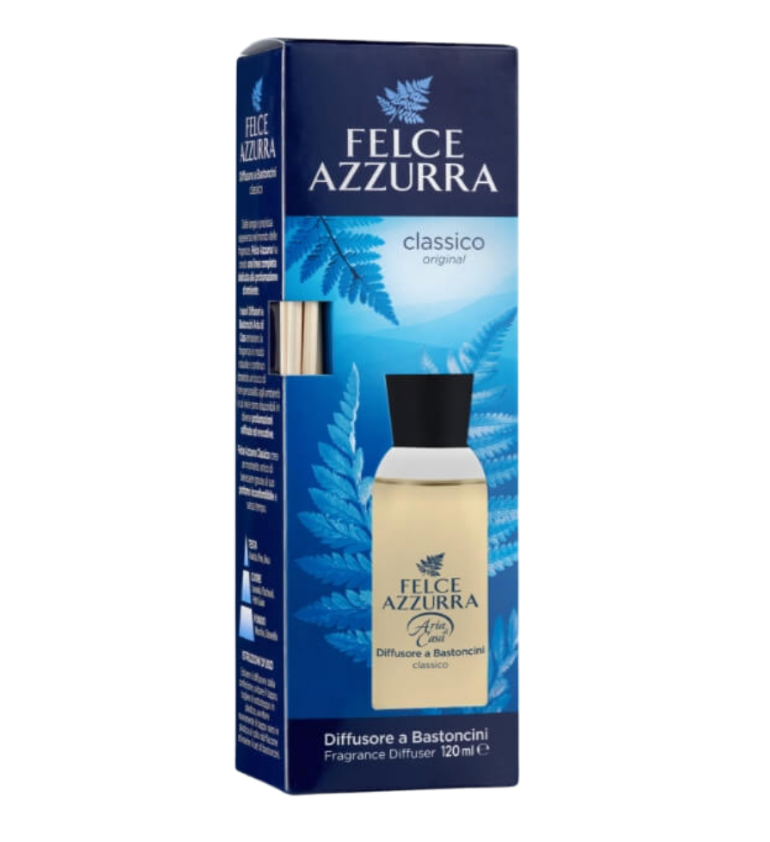 Felce Azzurra fragrance diffuser packaging on a white background
