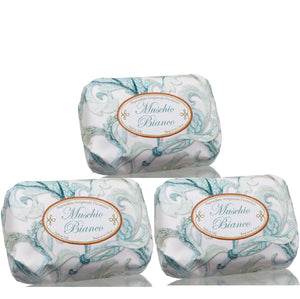 Italian natural soap pack of 3 bar soap. made in Italy soap. White musk soap