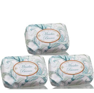 Italian natural soap pack of 3 bar soap. made in Italy soap. White musk soap