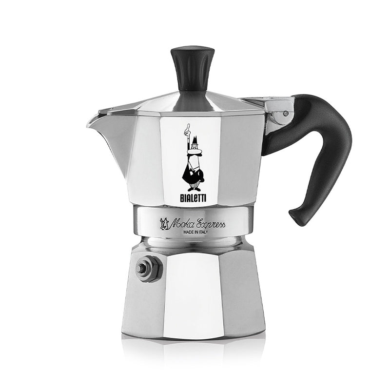 Bialetti Moka Express coffee maker on a white background
moka pot 