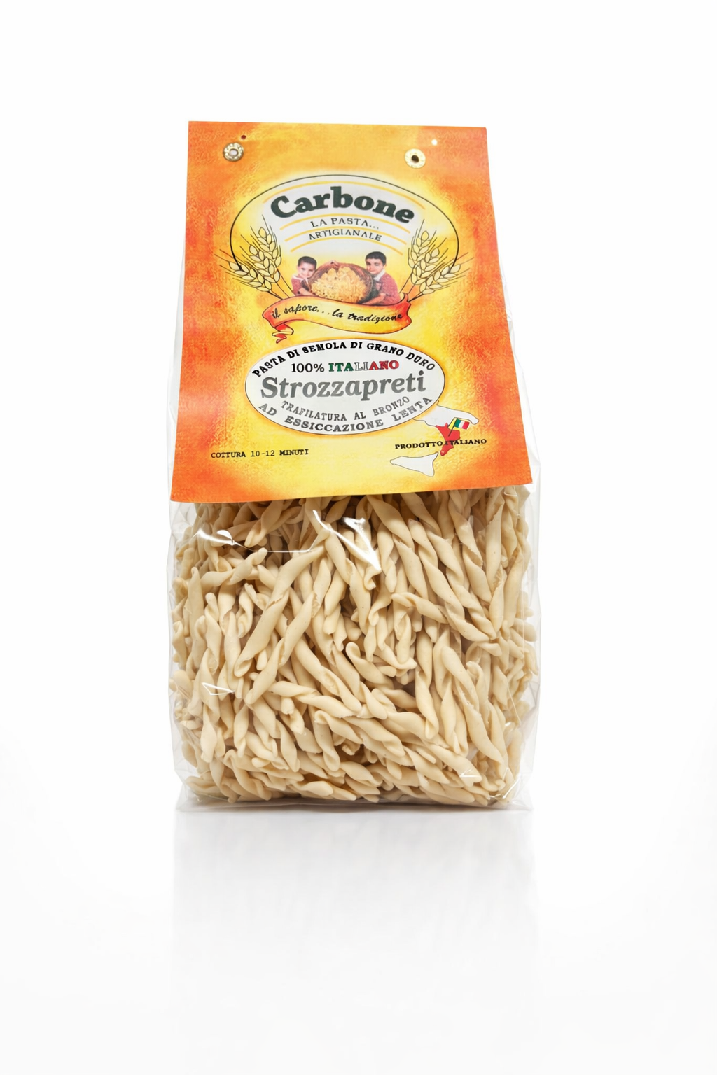Bag of Carbone pasta with a white background. italian pasta online. gourmet pasta 