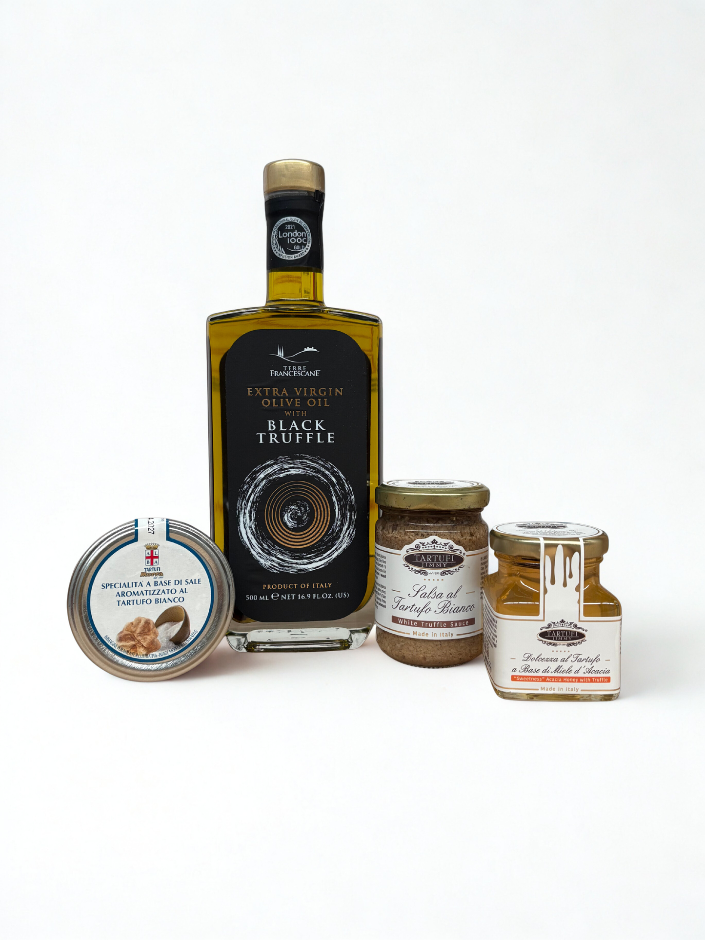 bundle of italian truffle, oil infused truffle, sea infused truffle, honey truffle, truffle sauce. 